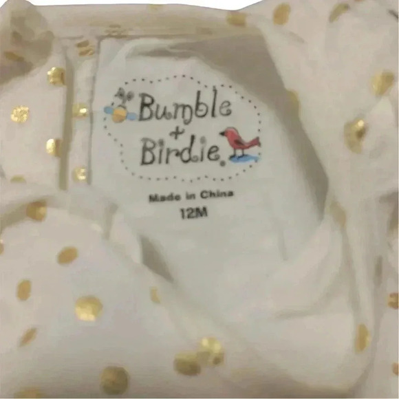 (5 for $25) Bumble and Birdie dress, white w embroidery  & gold polka dots NWOT - Picture 3 of 3